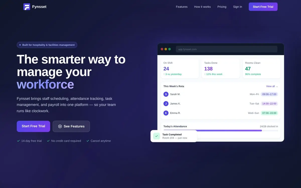 Fynsset home page: The smarter way to manage your workforce